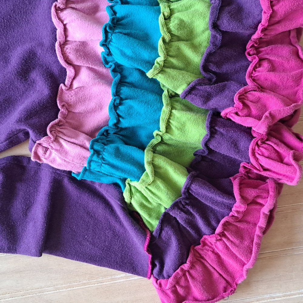 Rare Editions Purple Rainbow Heart Ruffle Playful Full Flowy Boutique Dress - Picture 4 of 9